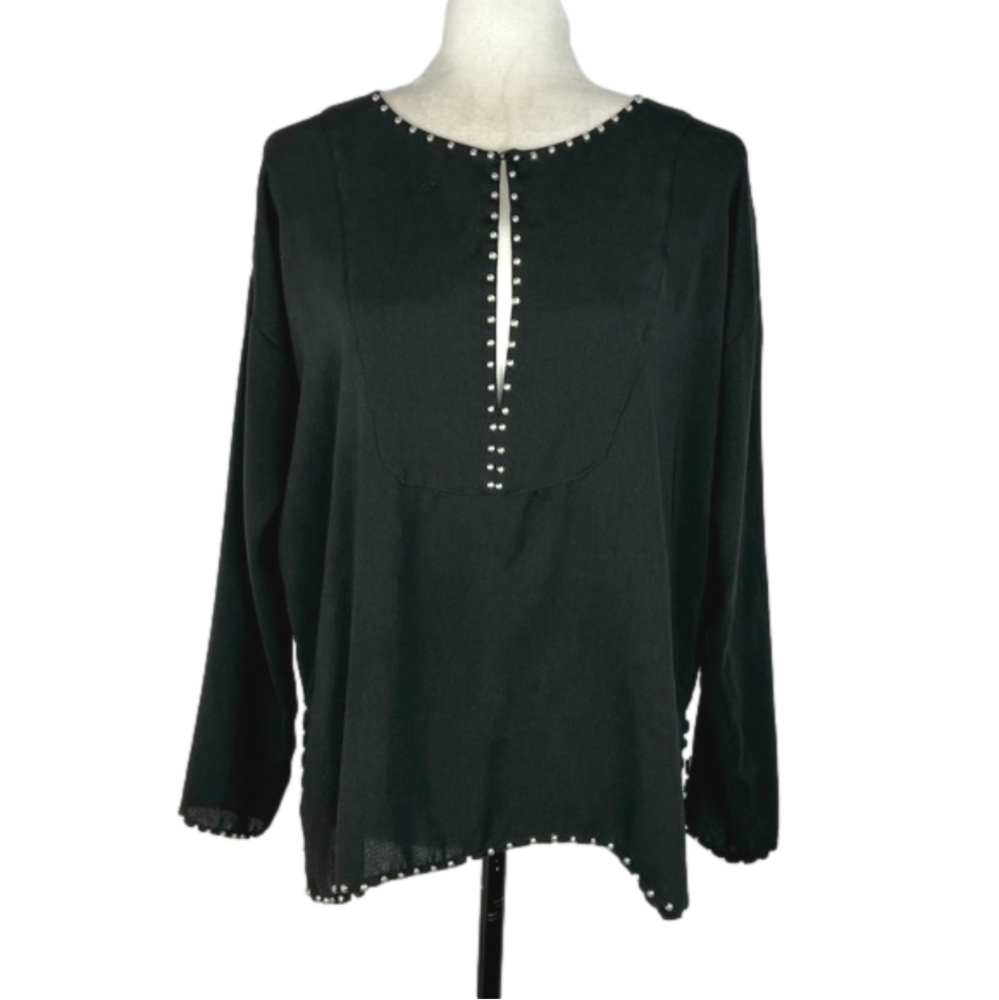 Zara black metal stud blouse